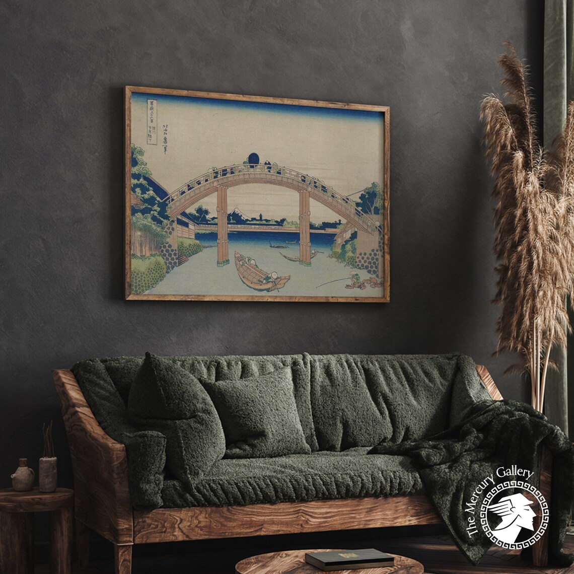 Hokusai Under Mannen Bridge Fukagawa Arched Canal Mount Fuji Ukiyo E Poster - Image 2