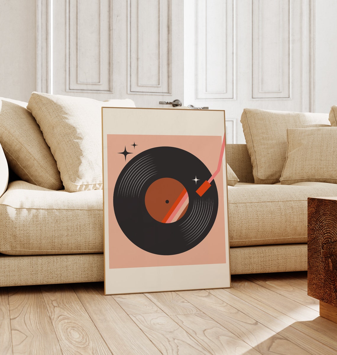 Vinyl Record Turntable Needle Drop Retro Music Room Art Poster