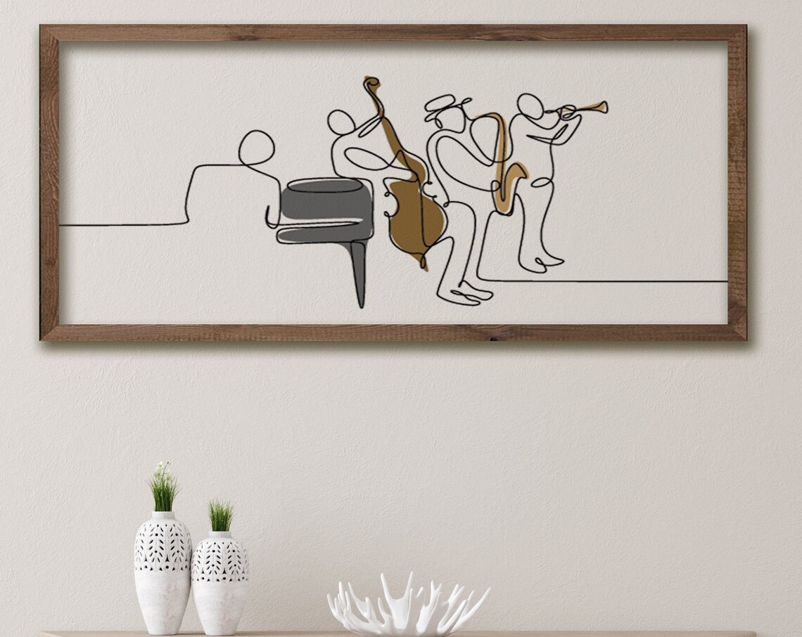 Jazz Player One-Line Drawing, Modern Farmhouse Art Print