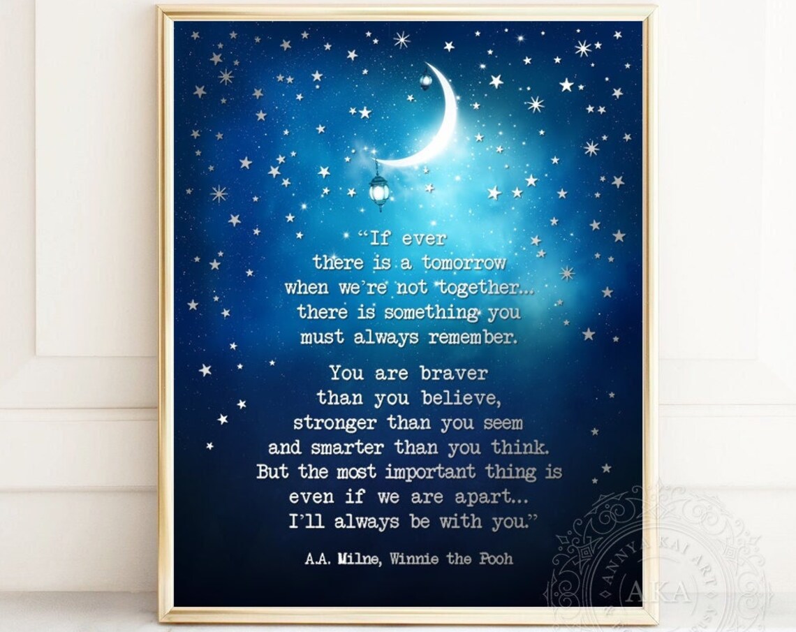 Winnie The Pooh Quote, Starry Night Moon Poster