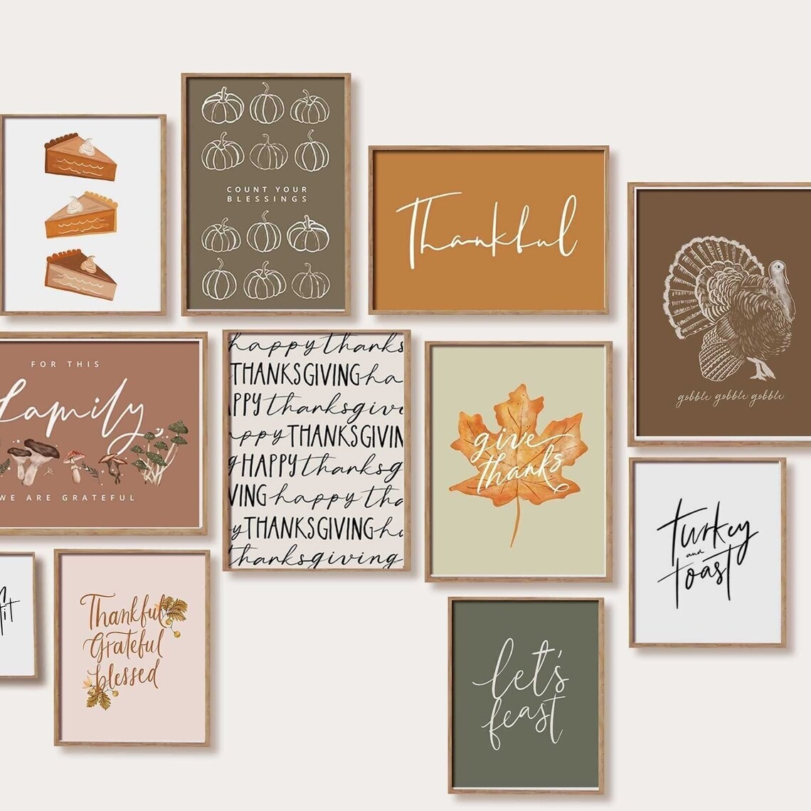 Thanksgiving Gallery Wall Art Print Set, Rustic Autumn Decor - Image 3