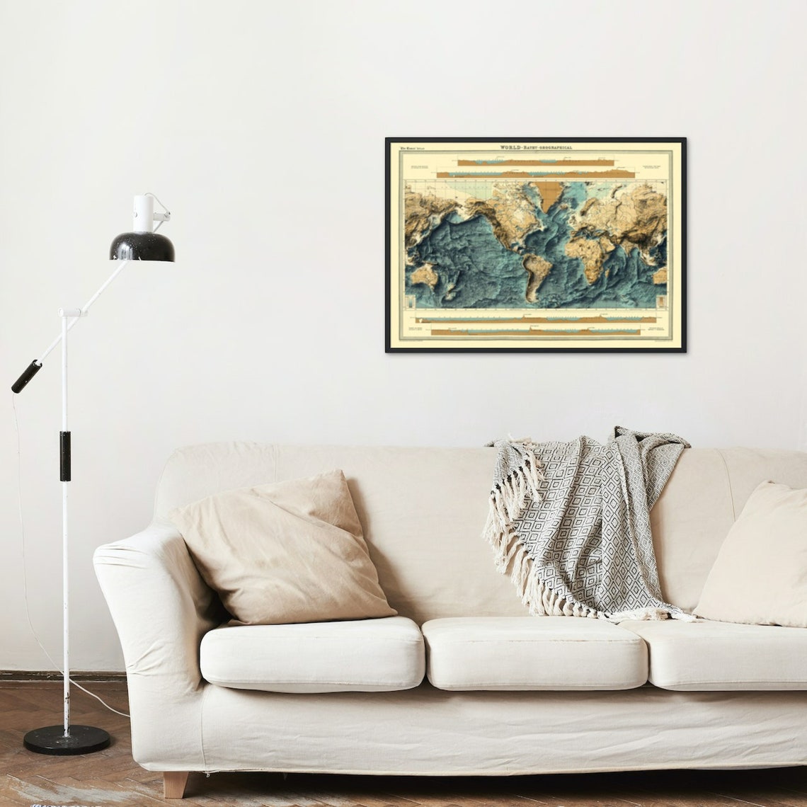 The Times Atlas World Bathy Orographical Ocean Relief Map Poster - Image 2