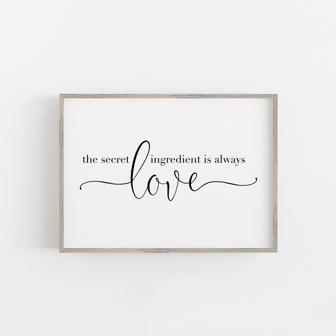 The Secret Ingredient Is Always Love Kitchen Quote Script Poster