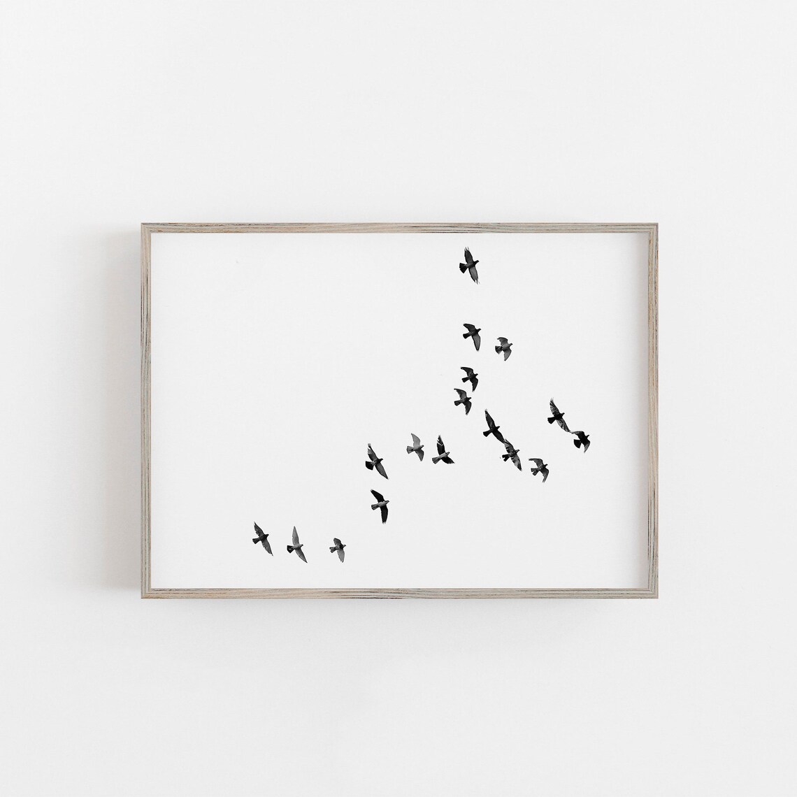 Birds In Flight Black And White Minimalist Photography Wall Art