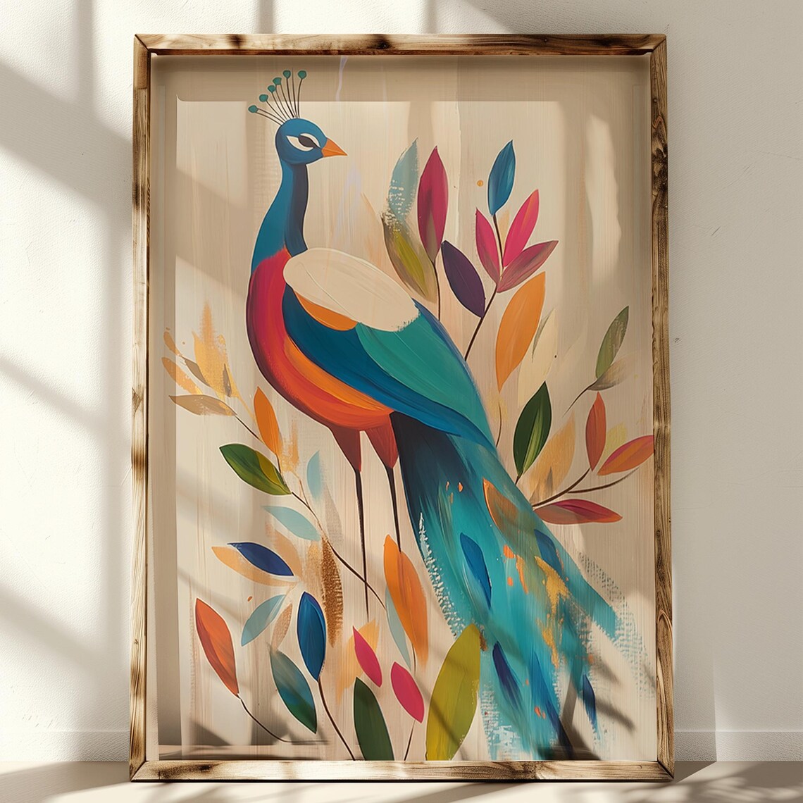 Peacock Wall Art, Elegant Botanical Nature Decor