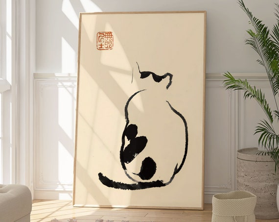 Matsumoto Hoji Cat Print, Vintage Japanese Poster