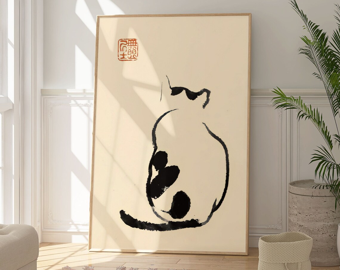 Matsumoto Hoji Cat Print, Vintage Japanese Poster