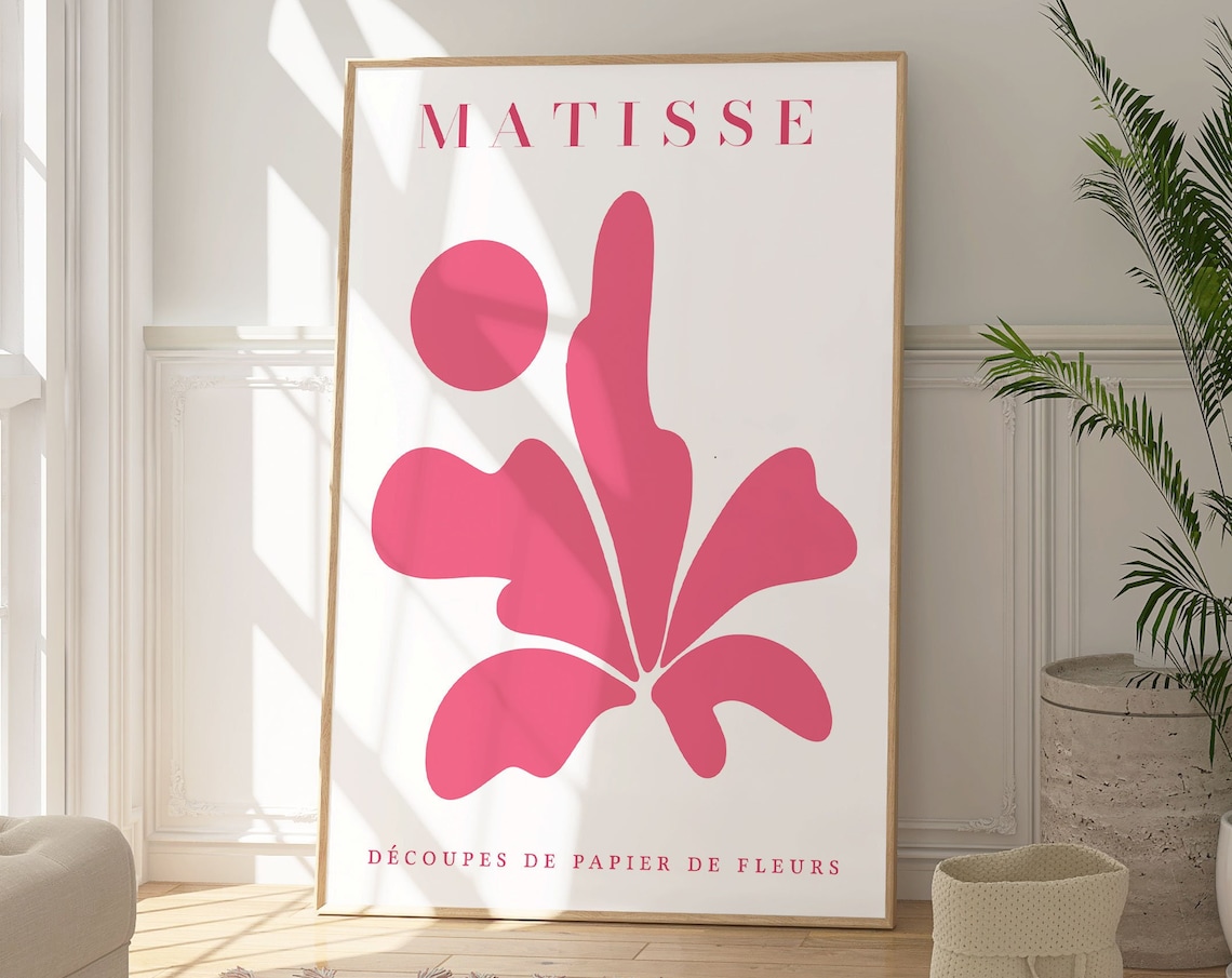 Henri Matisse Pink Paper Cut Out Flower Minimalist Art Poster