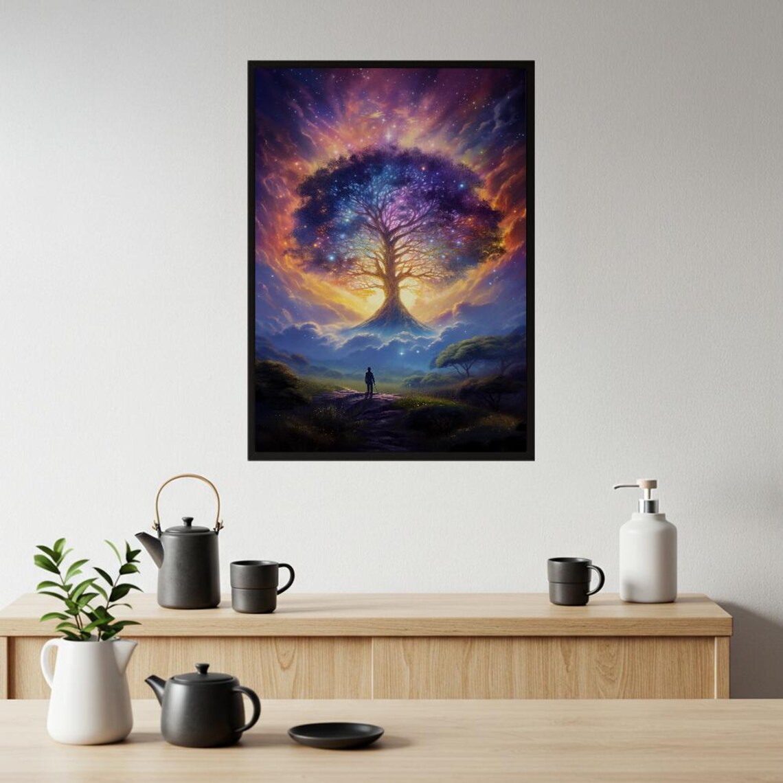 Ethereal Cosmic Tree Of Life Nebula Sky Spiritual Fantasy Poster