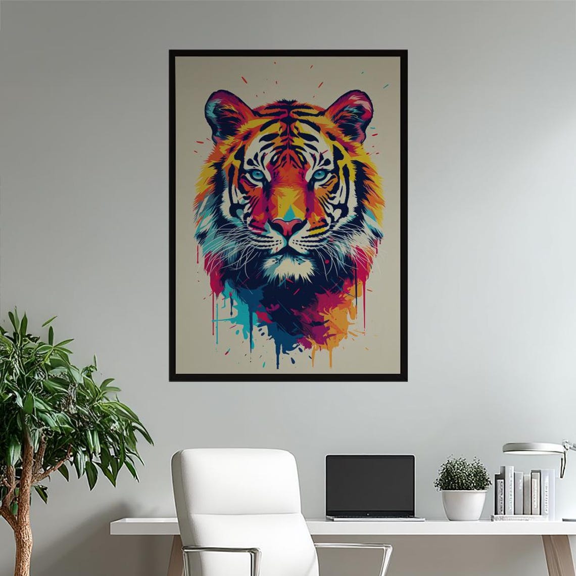 Vibrant Pop Art Tiger Face Colorful Abstract Wild Cat Poster