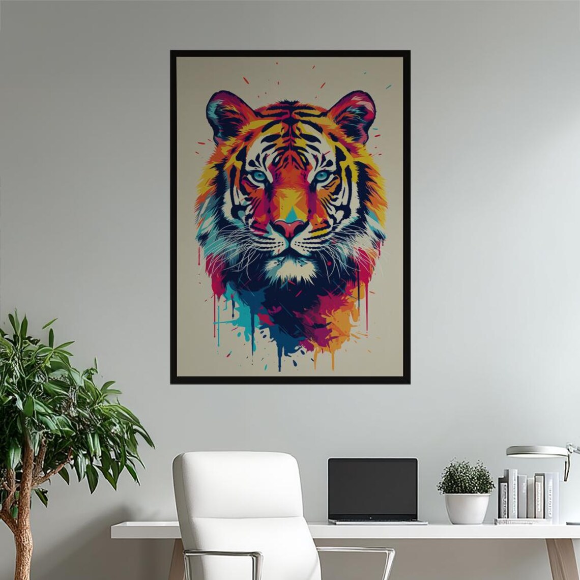 Vibrant Pop Art Tiger Poster Colorful Abstract Animal Wall Print Modern Home Decor Statement Piece Unique Gift For Lovers