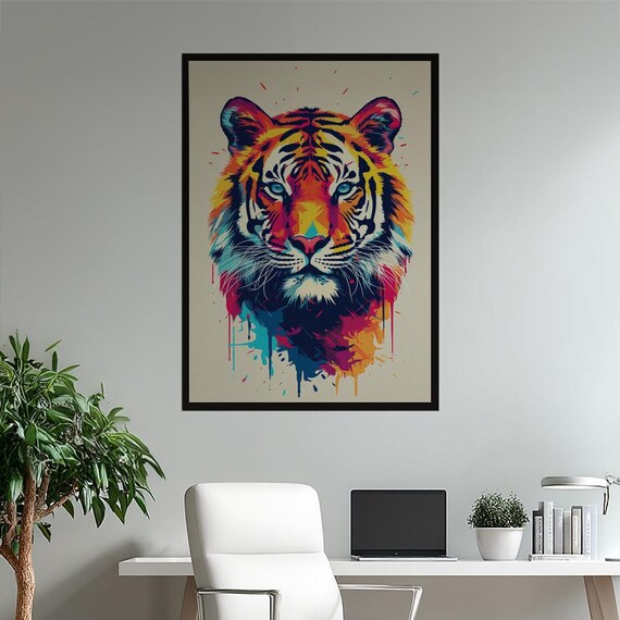 Vibrant Pop Art Tiger Poster Colorful Abstract Animal Wall Print Modern Home Decor Statement Piece Unique Gift For Lovers