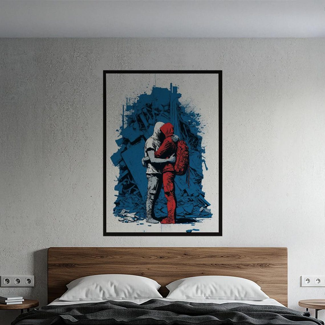Embracing Figures Resilience And Hope Graphic Novel Style Poster