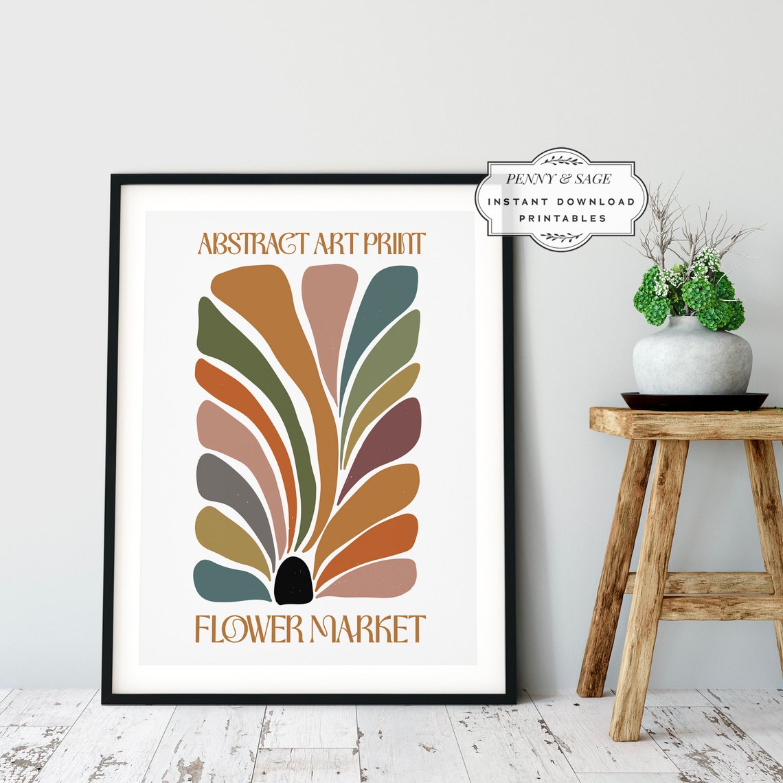 Flower Market Abstract Feather Plume Terracotta Botanical Art Poster