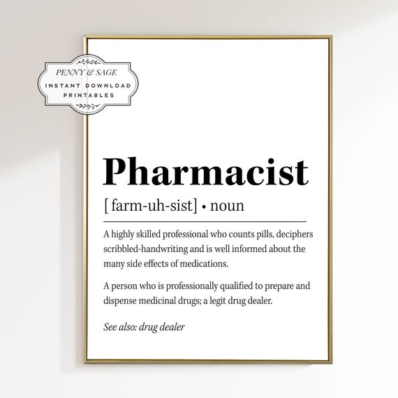 Pharmacist Definition Medical Humor Graduation Gift For Pharmacist New Job Gift Pharmacist Gift Medical Dictionary Art
