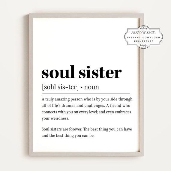 Soul Sister Definition Wall Art Best Friends Quote Decor Wall Art Bestie Birthday Gift