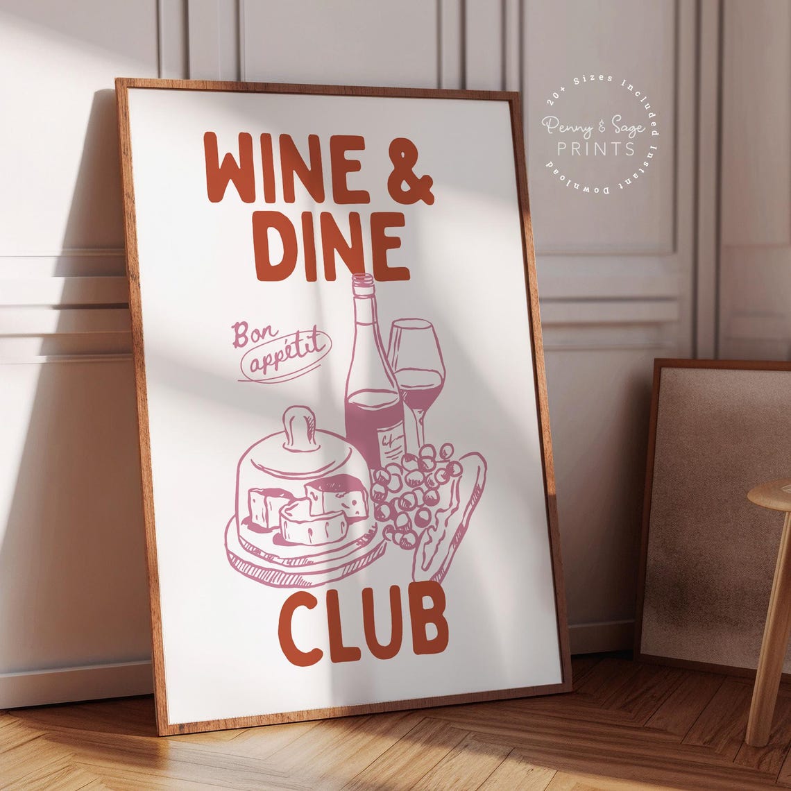 Wine and Dine Club Bon Appetit Bistro Wine and Cheese Kitchen Wall Art - Image 2