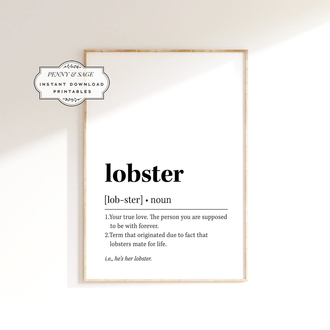 Lobster Friends Definition Typography Quote Art Print