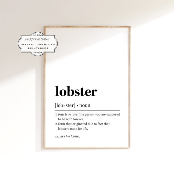 Lobster Friends Definition Typography Quote Art Print