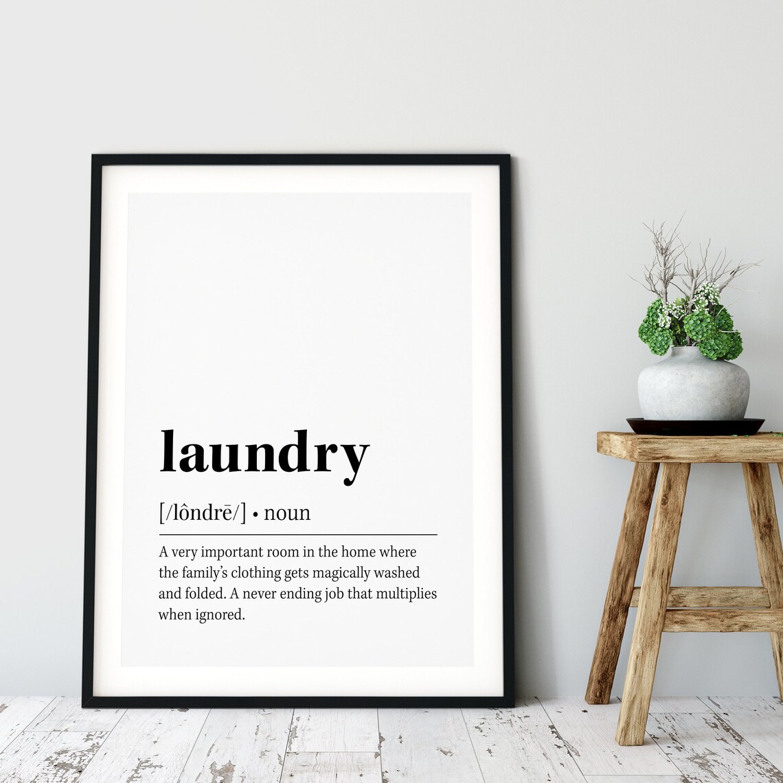 Laundry Definition Quote Decor, Typography Art Print