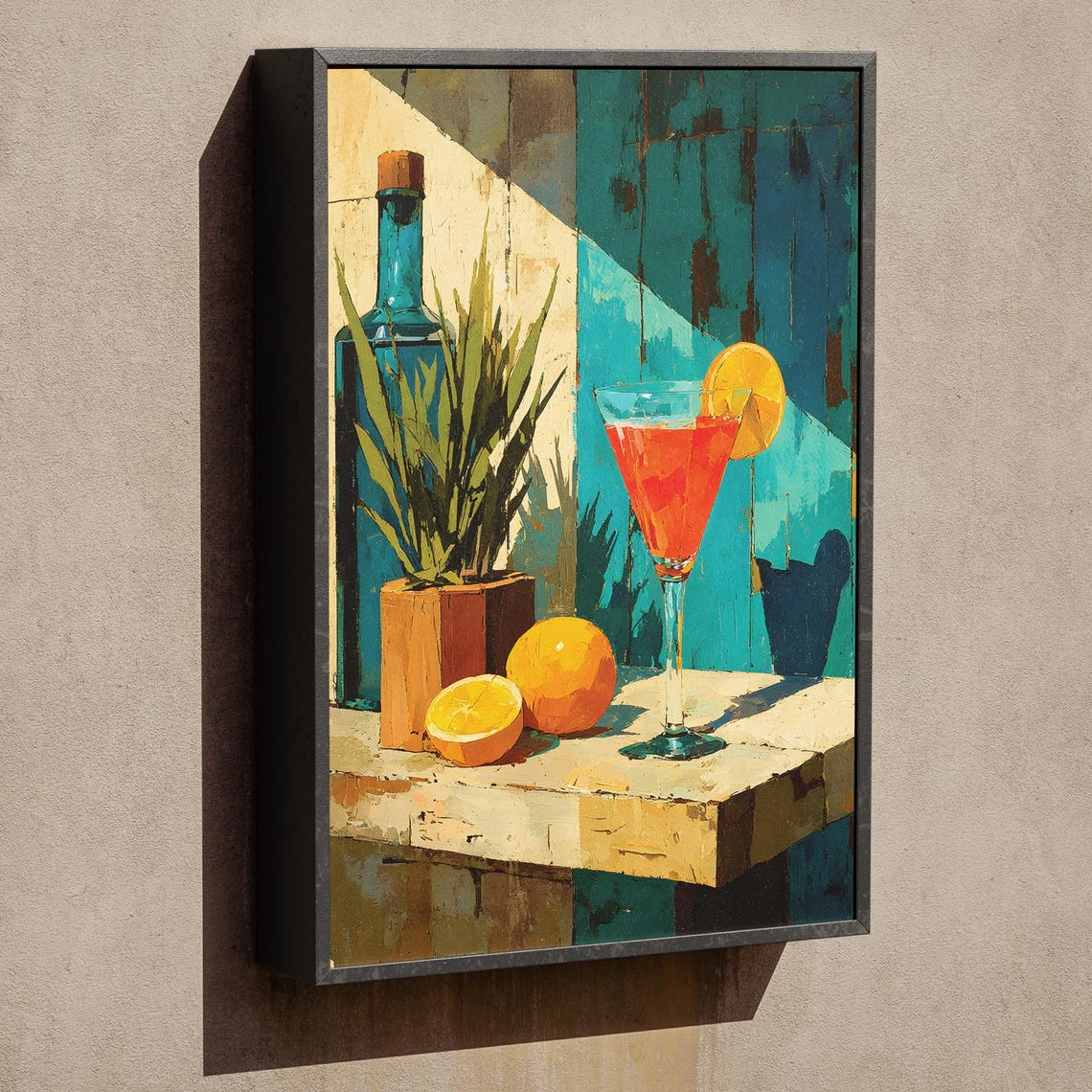 Vintage Cocktail Still Life Orange Martini Tropical Bar Poster