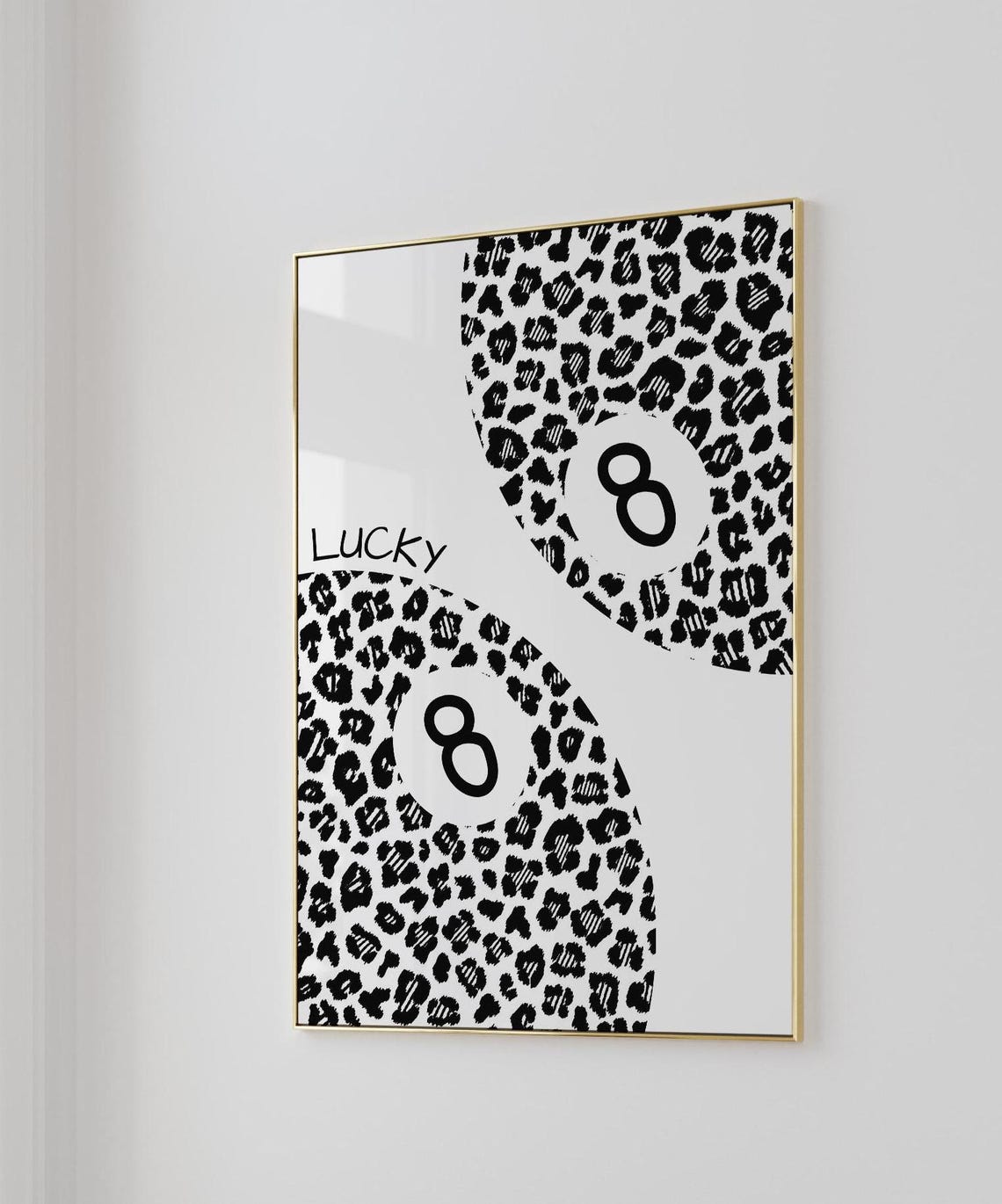 Lucky 8 Ball Leopard Motif Yin Yang Style Lucky Quote Art Poster - Image 2