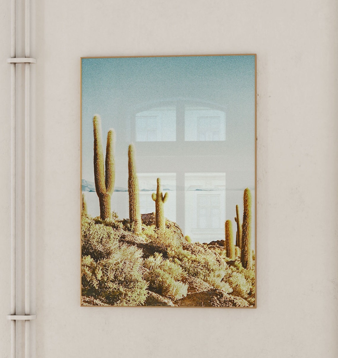 Golden Saguaro Cactus Rocky Desert Hillside Sunset Photo Art Poster - Image 2