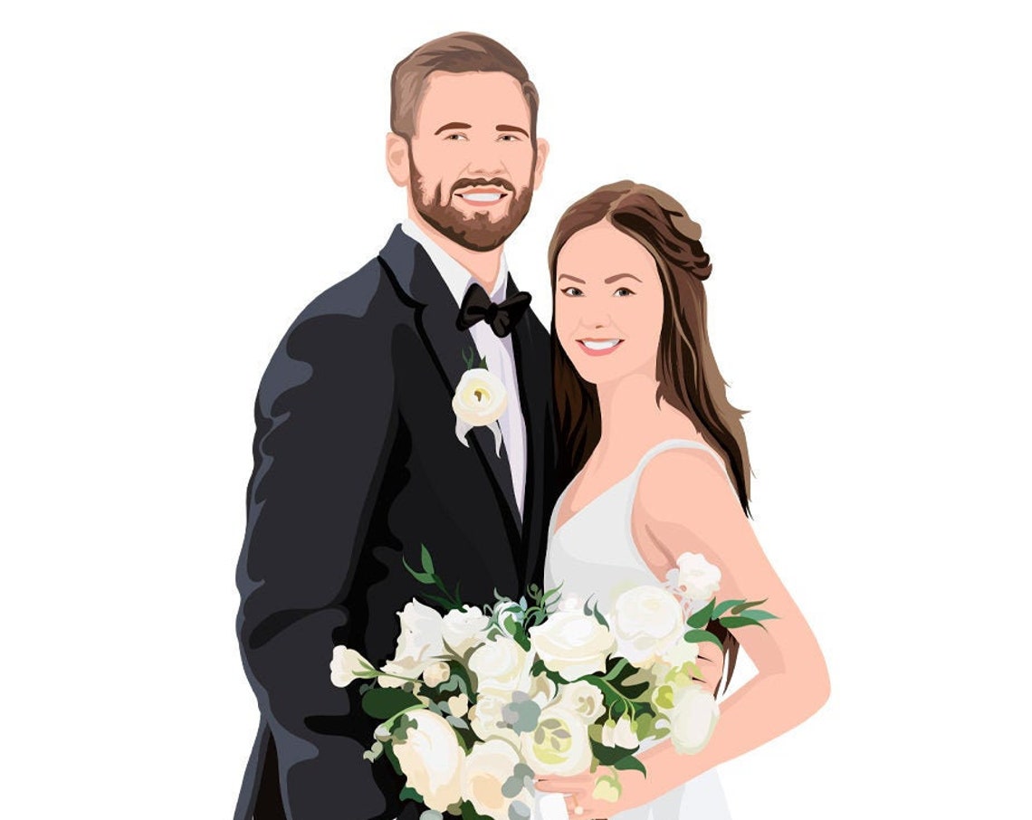 Wedding Couple Close-Up Classic Black-Tie Custom Portrait Poster