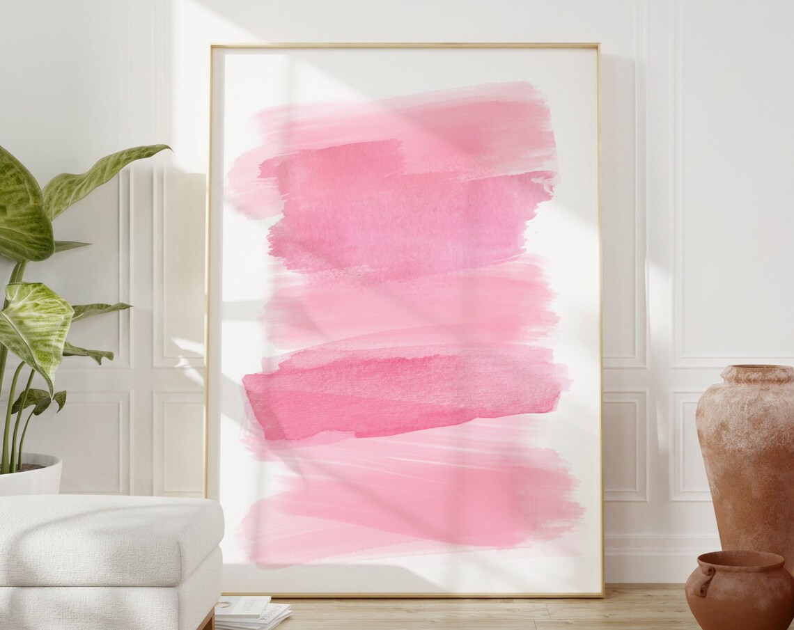 Blush Pink Brush Strokes Abstract Art Print - Image 4