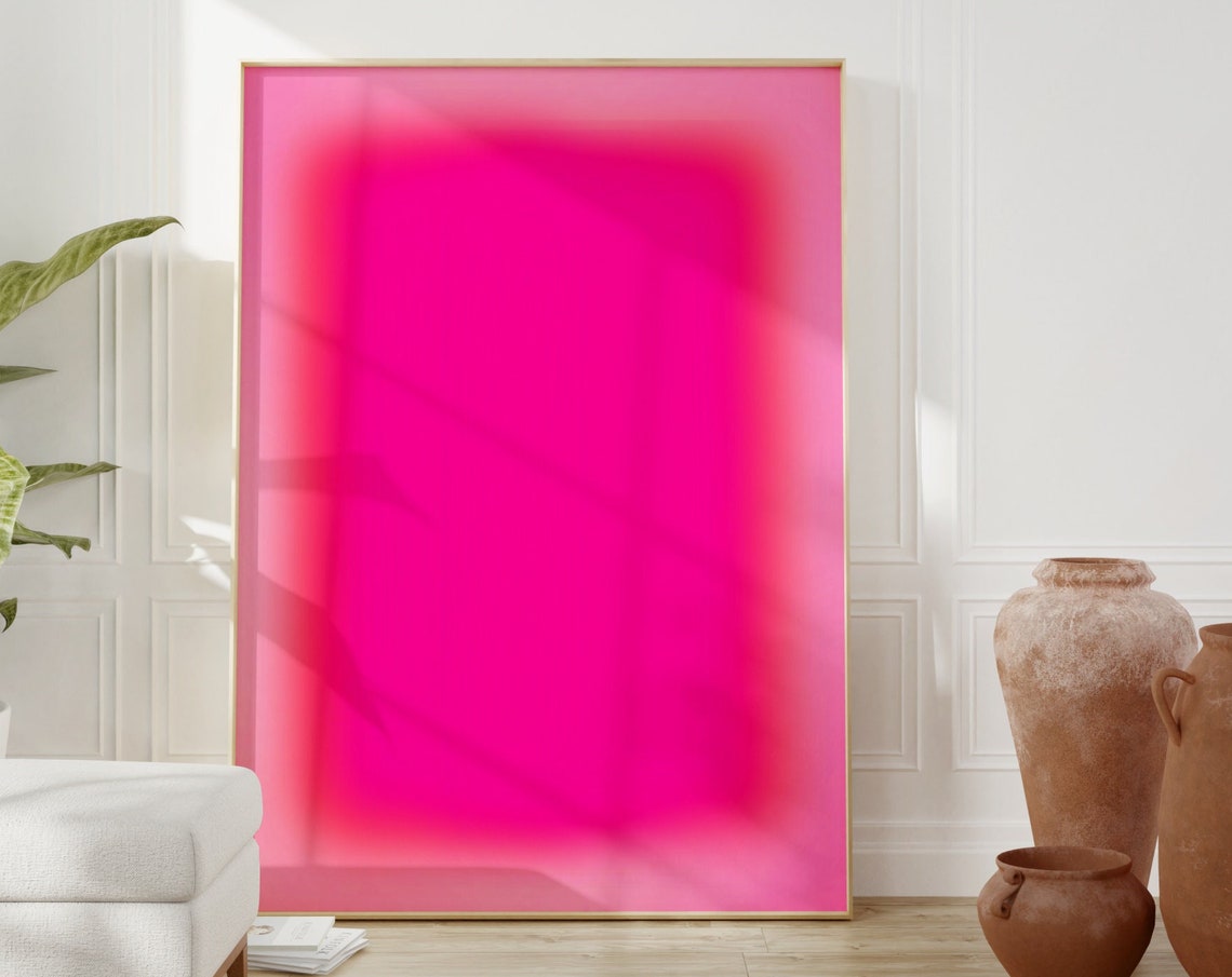 Hot Pink Aura Gradient Blur Abstract Pastel Glow Wall Decor Poster