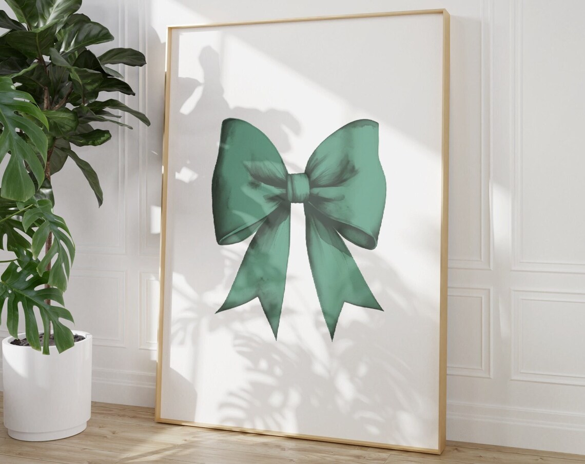 Green Bow Print, Preppy Aesthetic Art Print