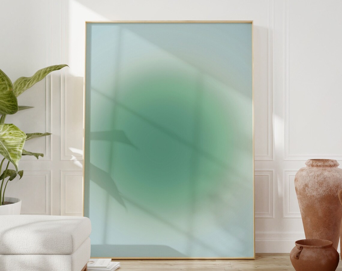 Sage Green Aura Gradient Glow Spiritual Calming Divine Art Poster