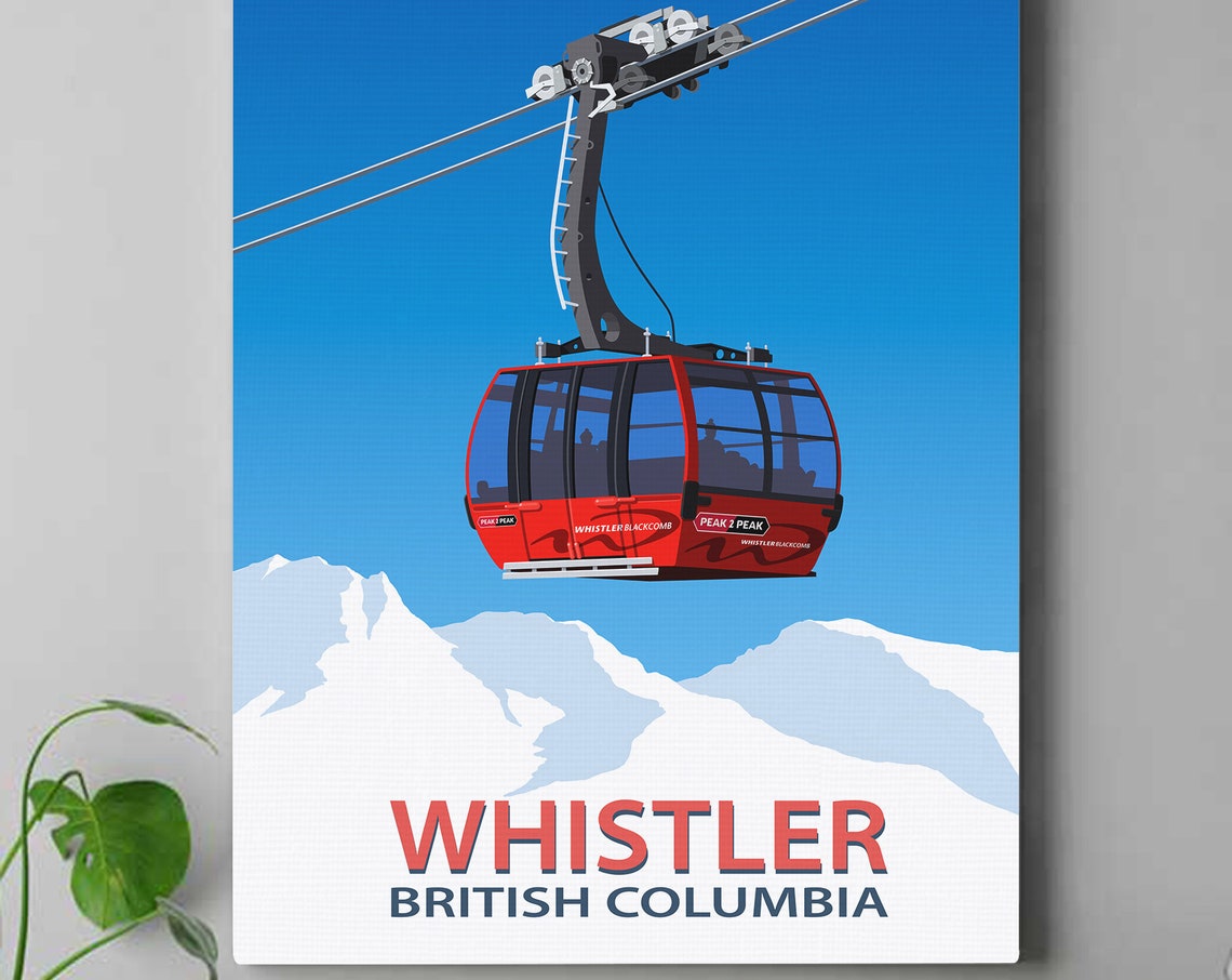 Whistler Blackcomb Peak 2 Peak Red Gondola Canada Ski Poster