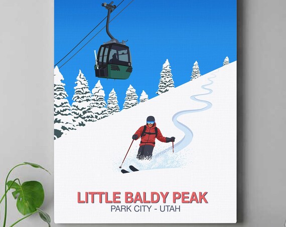 Little Baldy Peak Park City Utah Skier Gondola Snow Pines Ski Poster