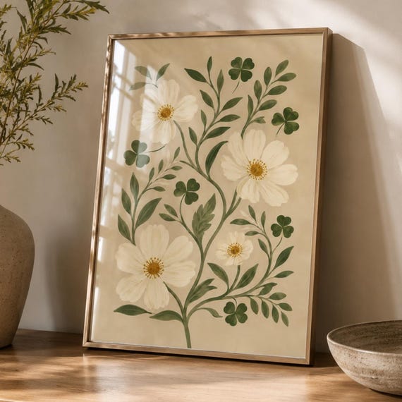 Vintage Wildflower Poster, Cottagecore Scandinavian Style