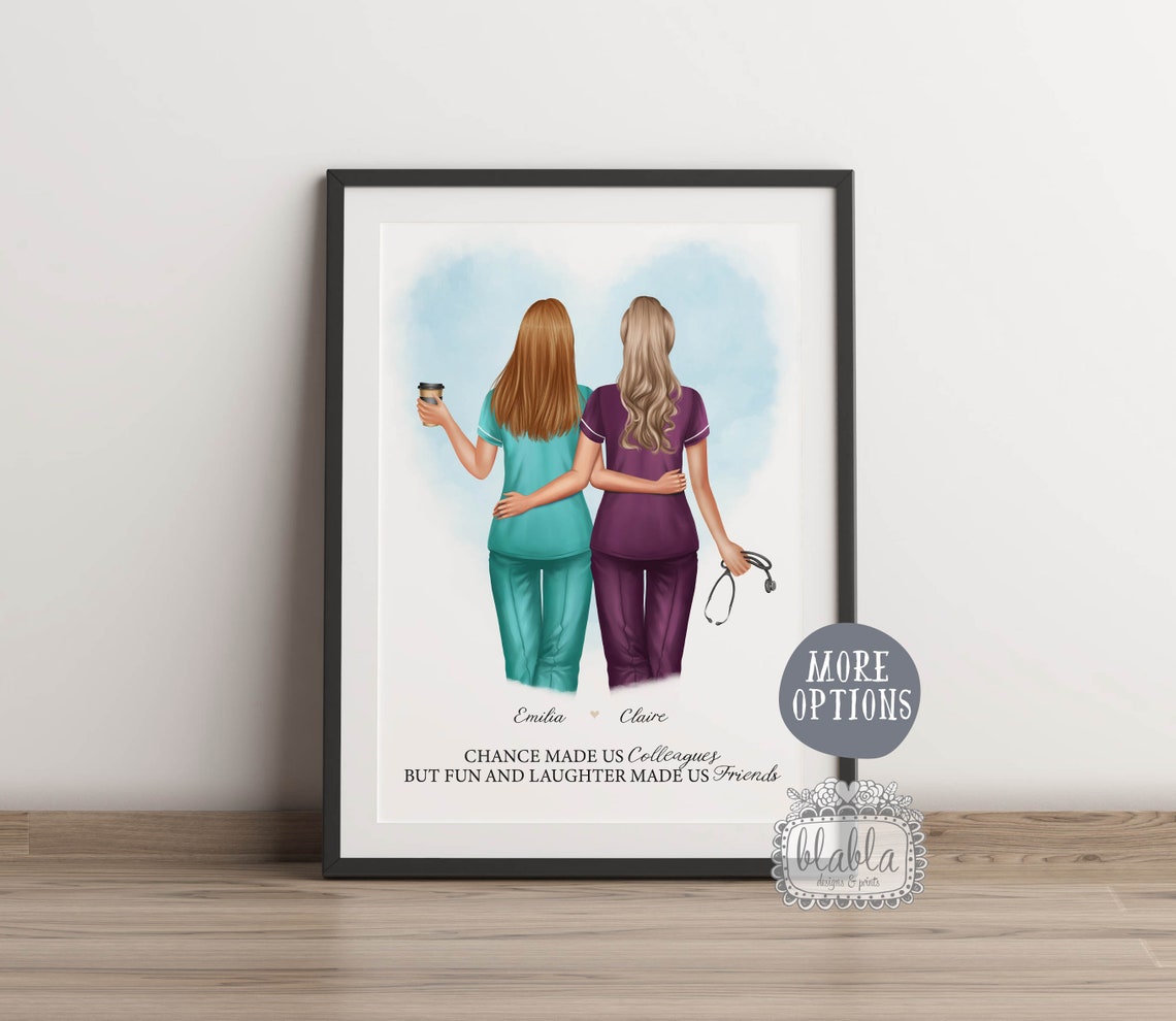 Two Nurse Best Friends In Scrubs Appreciation Portrait Poster - Image 2