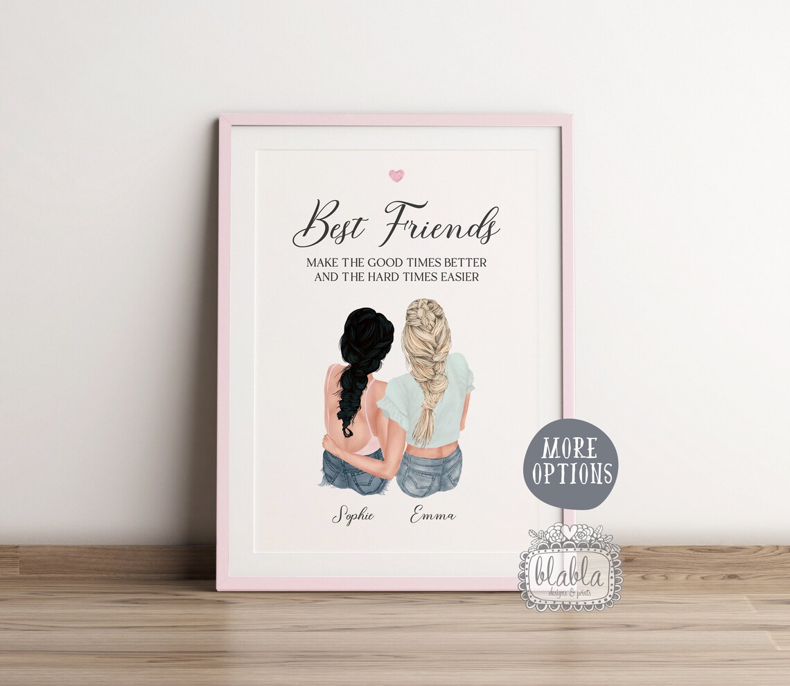 Personalized Friends Poster, Best Friend Art Print - Image 2