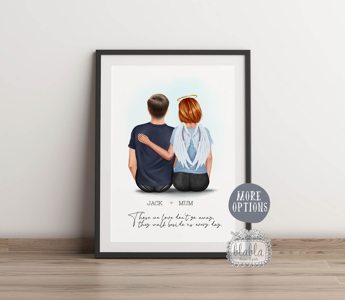 In Loving Memory Angel Wings Mother and Daughter Memorial Print - Image 2