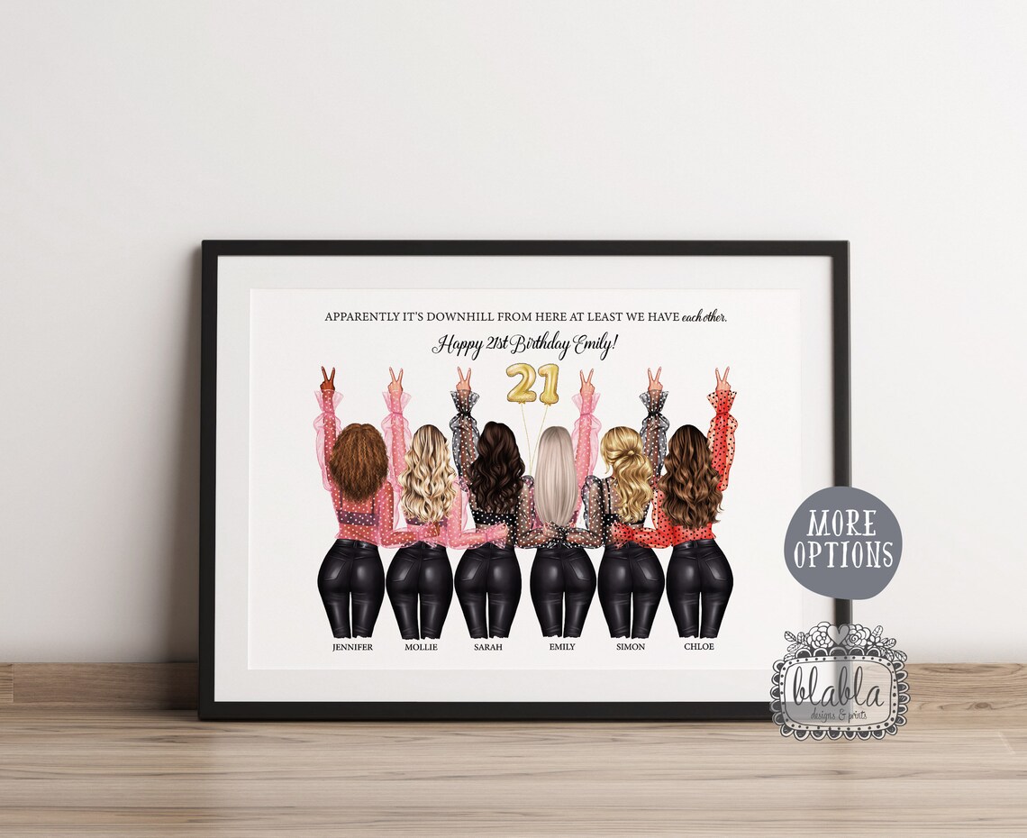 Happy 21st Birthday Chloe Six Friends Champagne Gold Balloons Wall Art - Image 2