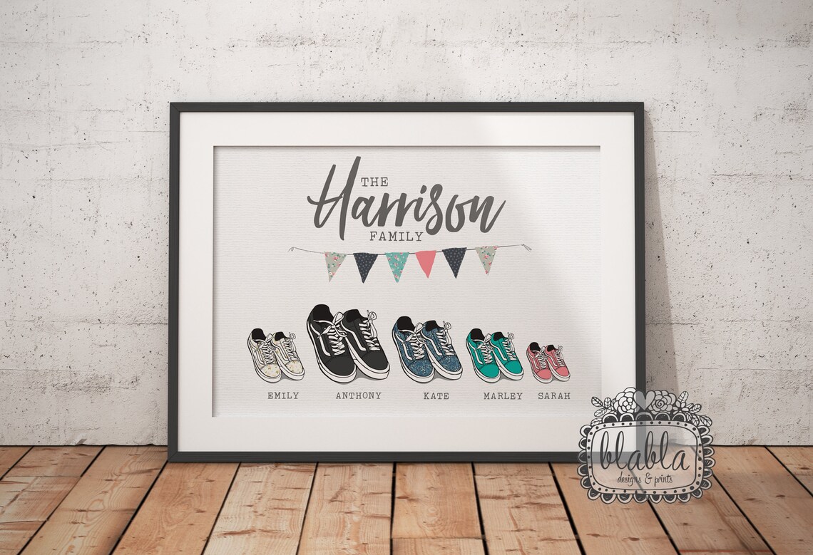 Personalized Trainers Family Poster, Custom Wall Art Print