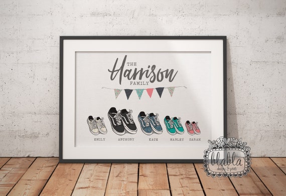 Personalized Trainers Family Poster, Custom Wall Art Print