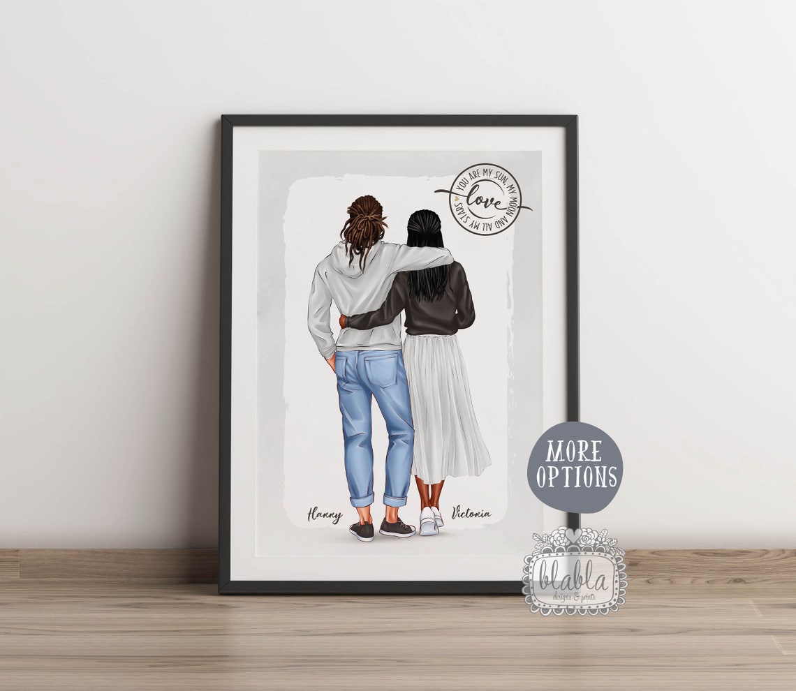 Personalised Casual Couple Poster I Love You to the Moon and Back - Image 2