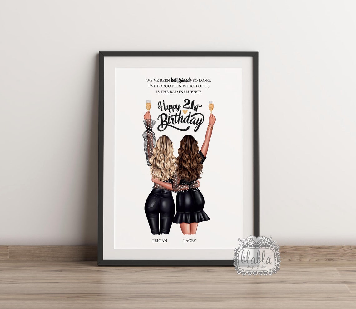 Happy 21st Birthday Best Friends Champagne Toast Party Poster - Image 2