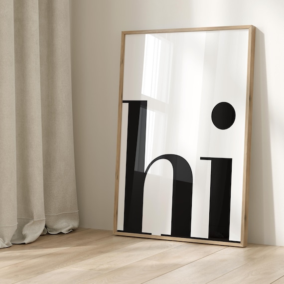 Poster Hi Minimalist Print Oversized Bold Simple Wall Art Entrance Decoration Welcome Typography Hola Hallo Moin