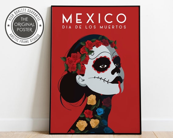 Mexican Day Of The Dead Sugar Skull Horror Home Decor Wall Sizes Inches 8x10 12x16 12x18 18x24 24x36