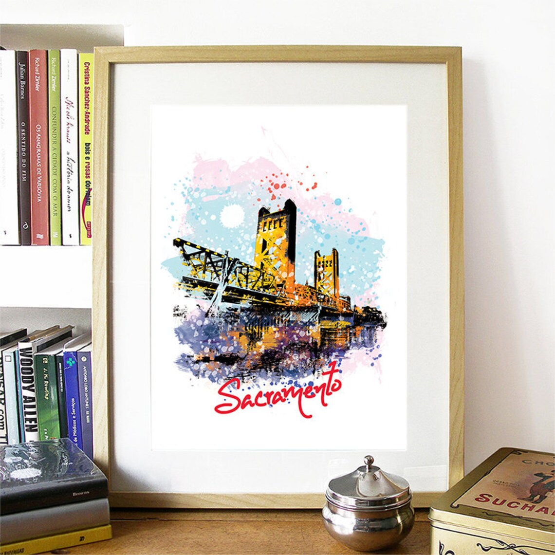 Sacramento Skyline, Watercolor Travel Poster - Image 2