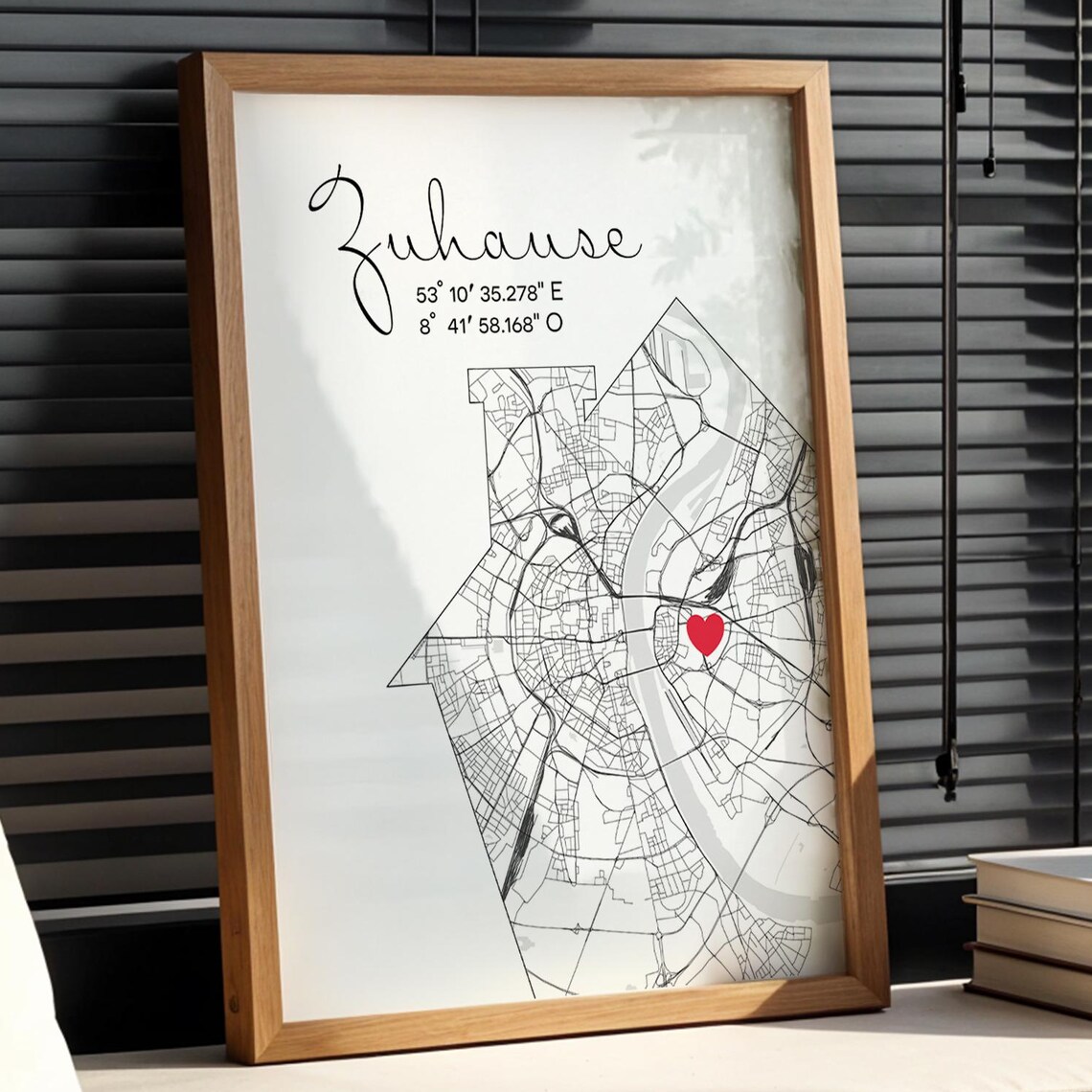 City Map Poster Zu Hause Personalized, Wall Art Print