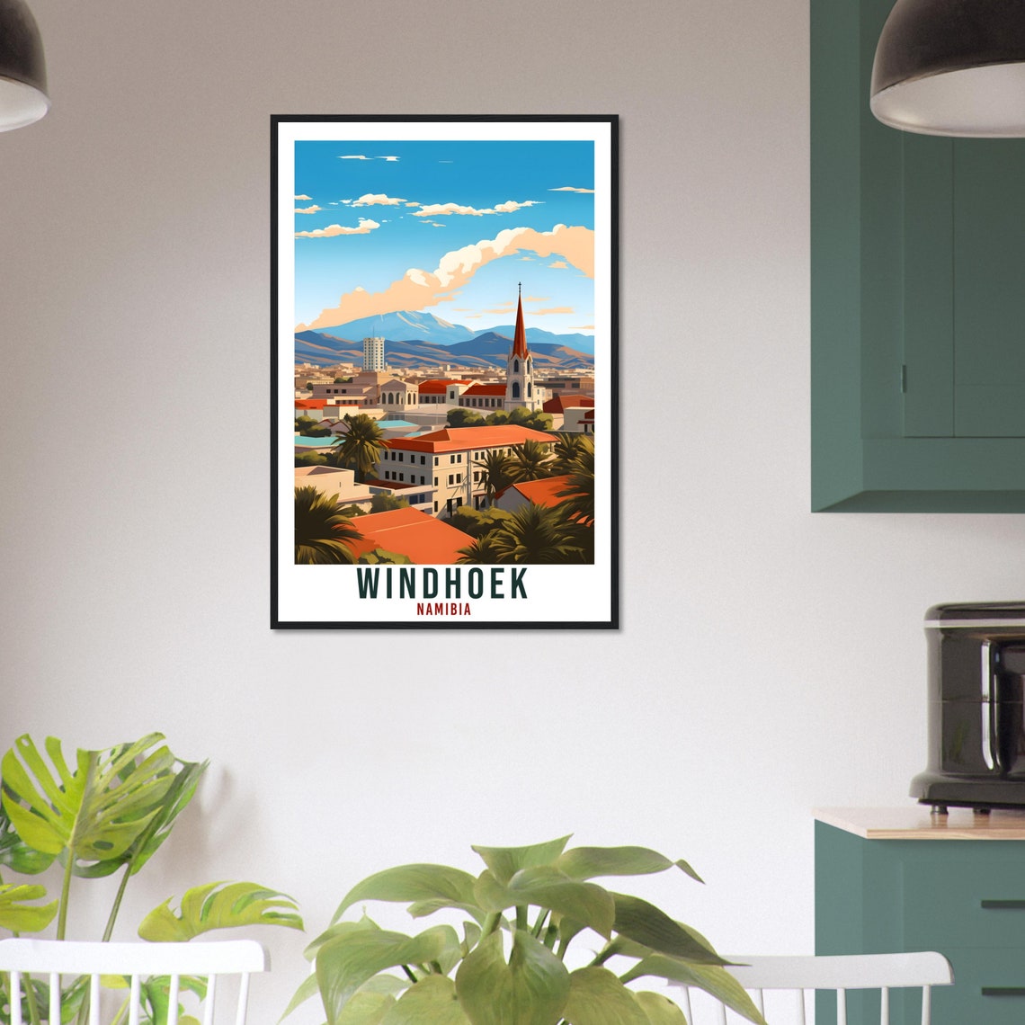 Windhoek Namibia City View With Church Spire and Mountains Poster - Image 4