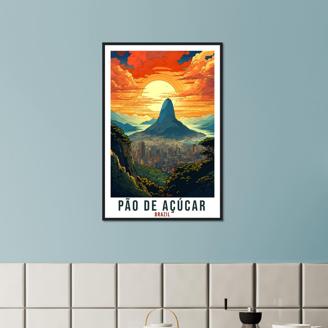 Pao de Acucar Brazil Sugarloaf Mountain Sunset Cityscape Poster - Image 3