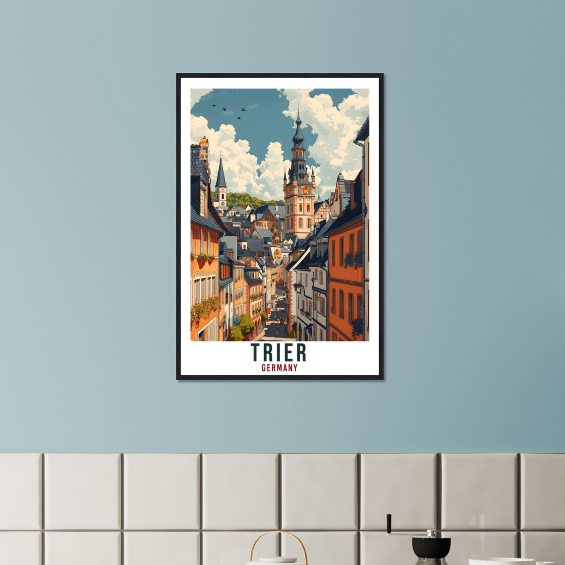 Trier Germany Historic Street Towers Church Spires Travel Poster - Image 2